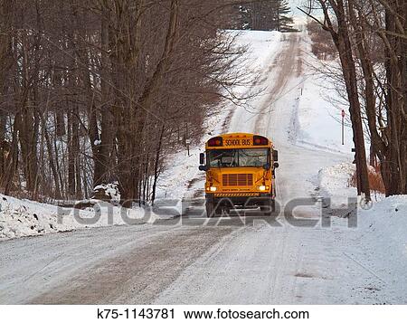school bus on country road in winter View Large Photo Image Stock Image - school bus on country road in winter. Fotosearch