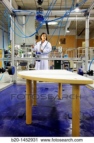 Stock Image - School furniture resistance test, Technology Research Center, Tecnalia Construction, CIDEMCO-Tecnalia Research & Innovation, development of new products and innovative solutions through research and innovation. Fotosearch