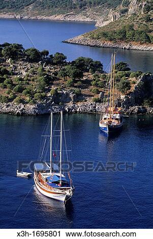 schooner in a creek of the Fethiye's bay, Lycian coast, Turkey, Eurasia View Large Photo Image Stock Image - schooner in a creek of the Fethiye's bay, Lycian coast, Turkey, Eurasia. Fotosearch