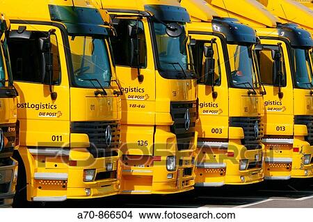 Picture - Schweizerische Post (Swiss Post), Mercedes trucks. Fotosearch