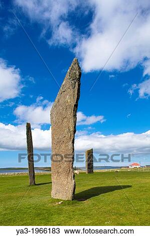 Scotland, Orkney Islands, Standing Stones of Stenness. The Standing Stones of Stenness, a Neolithic stone circle monument on the mainland of Orkney, Scotland, forming part of the Heart of Neolithic Orkney World Heritage Site. View Large Photo Image Stock Image - Scotland, Orkney Islands, Standing Stones of Stenness. The Standing Stones of Stenness, a Neolithic stone circle monument on the mainland of Orkney, Scotland, forming part of the Heart of Neolithic Orkney World Heritage Site.. Fotosearch