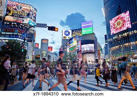 Stock Image - Scramble Kousaten crossing in Shibuya Tokyo city, Japan, Asia. Fotosearch