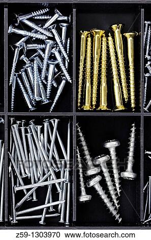Screws and nails in accessory box or compartments of tool box. View Large Photo Image Stock Image - Screws and nails in accessory box or compartments of tool box.. Fotosearch