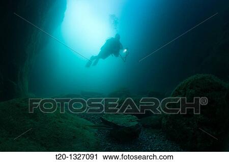 Scuba Diver inside Cave, Cap de Creus, Costa Brava, Spain View Large Photo Image Stock Image - Scuba Diver inside Cave, Cap de Creus, Costa Brava, Spain. Fotosearch