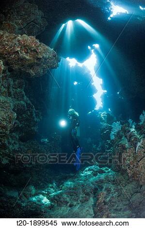 Scuba Diver inside Cave, Zabargad, Red Sea, Egypt View Large Photo Image Stock Photography - Scuba Diver inside Cave, Zabargad, Red Sea, Egypt. Fotosearch