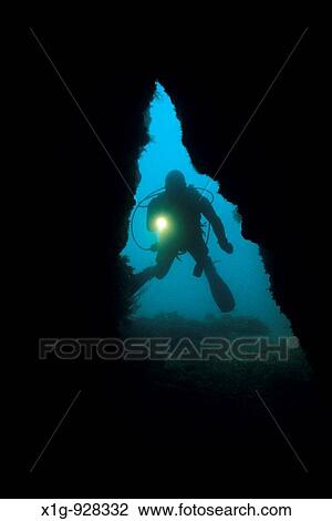 Scuba diver shining light into and exploring a cave off of Santa Cruz Island, California Channel Islands National Park, USA View Large Photo Image Stock Image - Scuba diver shining light into and exploring a cave off of Santa Cruz Island, California Channel Islands National Park, USA. Fotosearch