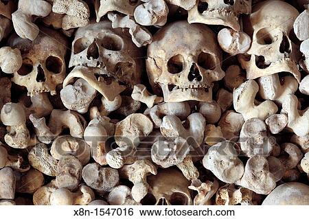 Sculls and bones, ossuary of the church of Santa Maria de Wamba, Valladolid, Castile and Leon, Spain View Large Photo Image Stock Photograph - Sculls and bones, ossuary of the church of Santa Maria de Wamba, Valladolid, Castile and Leon, Spain. Fotosearch