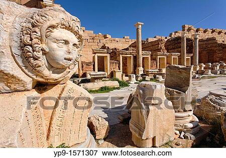 Sculpted Medusa head at the Forum of Severus, Leptis Magna, Libya View Large Photo Image Stock Photo - Sculpted Medusa head at the Forum of Severus, Leptis Magna, Libya. Fotosearch
