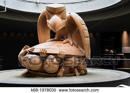 Stock Photography - sculpture by Bill Reid, Raven and the First Men, at the Museum of Anthropology at the Univeristy of British Columbia, Vancouver, BC, Canada.. Fotosearch