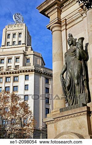 Sculpture, Emporion statue, Pla? a de Catalunya, Barcelona, Catalonia, Spain View Large Photo Image Picture - Sculpture, Emporion statue, Pla? a de Catalunya, Barcelona, Catalonia, Spain. Fotosearch