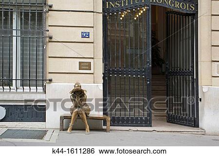 Sculpture in front of the Institut Hongrois at 92 rue Bonaparte, Paris. View Large Photo Image Stock Photograph - Sculpture in front of the Institut Hongrois at 92 rue Bonaparte, Paris.. Fotosearch