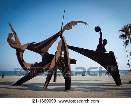 Sculpture tribute to the swimming Alfredo Lanz, Passeig Mar? tim, Barceloneta, Barcelona, Catalonia, Spain View Large Photo Image Stock Photo - Sculpture tribute to the swimming Alfredo Lanz, Passeig Mar? tim, Barceloneta, Barcelona, Catalonia, Spain. Fotosearch