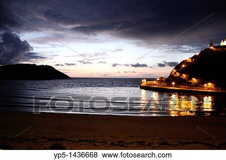 Stock Photo - Sea view at dusk Ribadesella Asturias Spain. Fotosearch