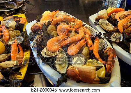 Seafood at the? Chez Jean Mi? oyster bar in the Capucins market, Bordeaux, Gironde, Aquitaine, France View Large Photo Image Stock Photography - Seafood at the? Chez Jean Mi? oyster bar in the Capucins market, Bordeaux, Gironde, Aquitaine, France. Fotosearch