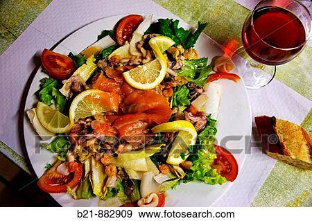 Seafood salad. Gironda, Aquitaine, France View Large Photo Image Stock Photo - Seafood salad. Gironda, Aquitaine, France. Fotosearch