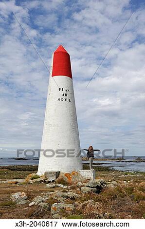 seamark on Ile de Sein, off the coast of Pointe du Raz, Finistere department, Brittany region, west of France, western Europe. View Large Photo Image Stock Photo - seamark on Ile de Sein, off the coast of Pointe du Raz, Finistere department, Brittany region, west of France, western Europe.. Fotosearch