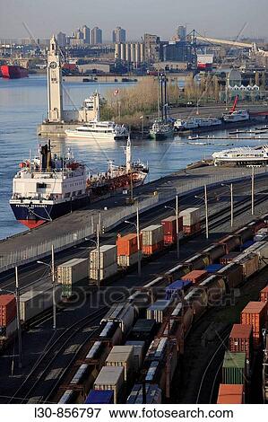 Seaport from Jacques Cartier Bridge, Montreal, Quebec, Canada View Large Photo Image Stock Photo - Seaport from Jacques Cartier Bridge, Montreal, Quebec, Canada. Fotosearch