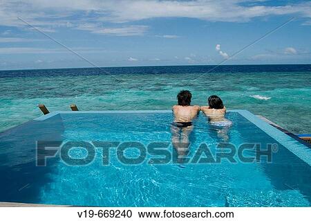 Stock Image - Seascape in Water Villa, Maldives Islands, Indian Ocean. Fotosearch