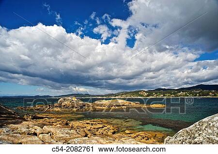 Seascape. Lower estuaries. Aldan bay. Eastern Atlantic. Pontevedra. Galicia. Spain. Europe. View Large Photo Image Stock Image - Seascape. Lower estuaries. Aldan bay. Eastern Atlantic. Pontevedra. Galicia. Spain. Europe.. Fotosearch