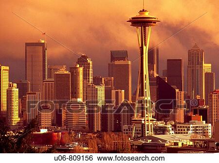 Seattle skyline with Space Needle. Washington. USA View Large Photo Image Stock Photograph - Seattle skyline with Space Needle. Washington. USA. Fotosearch