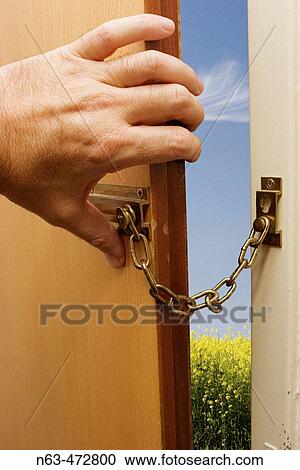 Stock Image - Security door chain. Fotosearch