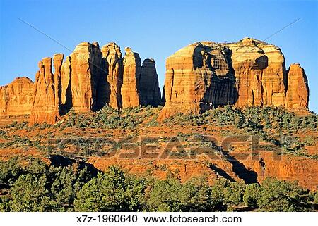 Sedona, The Mace and Cathedral Rocks at sunrise near the town of Sedona in Arizona. View Large Photo Image Stock Image - Sedona, The Mace and Cathedral Rocks at sunrise near the town of Sedona in Arizona.. Fotosearch