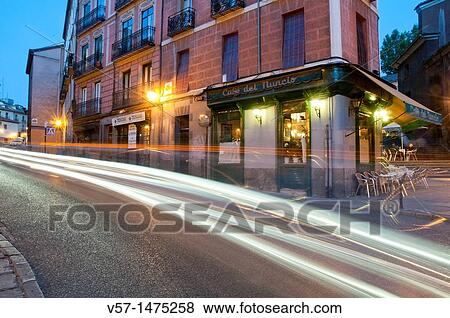 Segovia street, night view. Madrid, Spain. View Large Photo Image Stock Photo - Segovia street, night view. Madrid, Spain.. Fotosearch