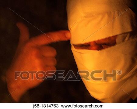 Stock Image - Self-portrait with toilet paper. Fotosearch