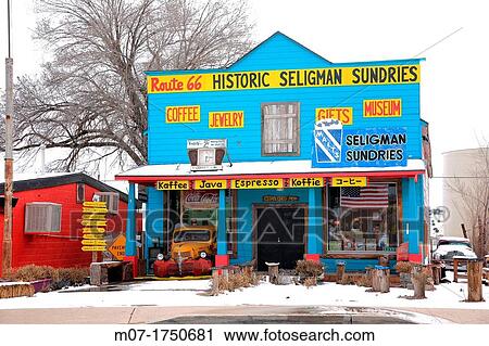 Seligman, Historic Route 66, From Kingman to Seligman, Arizona, USA. View Large Photo Image Stock Image - Seligman, Historic Route 66, From Kingman to Seligman, Arizona, USA.. Fotosearch