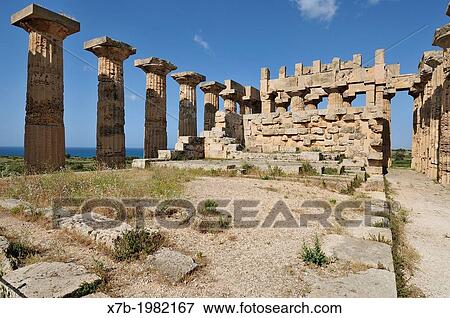 Selinunte. Sicily. Italy. Temple E (5C BC). View Large Photo Image Stock Photo - Selinunte. Sicily. Italy. Temple E (5C BC).. Fotosearch