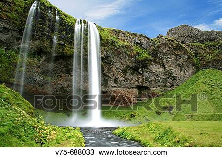 Seljalandfoss waterfall. Iceland View Large Photo Image Stock Image - Seljalandfoss waterfall. Iceland. Fotosearch
