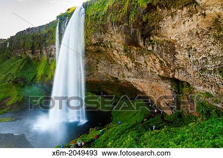 Stock Image - Seljalandsfoss waterfall. Iceland, Europe.. Fotosearch