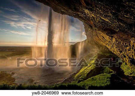 Seljalandsfoss Waterfall, Iceland. View Large Photo Image Stock Photo - Seljalandsfoss Waterfall, Iceland.. Fotosearch
