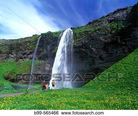 Seljalandsfoss waterfall, Iceland. View Large Photo Image Stock Photograph - Seljalandsfoss waterfall, Iceland.. Fotosearch