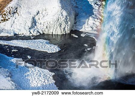 Seljalandsfoss Waterfall in the Winter, Iceland. View Large Photo Image Stock Photo - Seljalandsfoss Waterfall in the Winter, Iceland.. Fotosearch