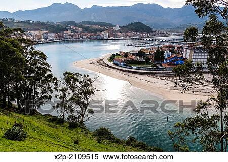 Stock Photography - Sella River, Town of Ribadesella, Asturias, Spain.. Fotosearch
