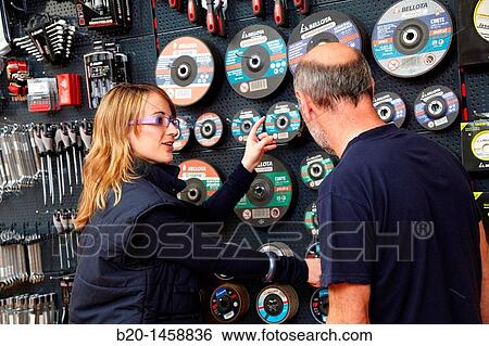Selling grinding wheels in a hardware store View Large Photo Image Stock Photograph - Selling grinding wheels in a hardware store. Fotosearch