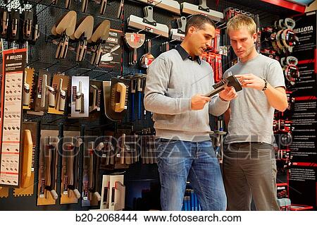 Selling pot mason. Hand tools for construction. Hardware store. View Large Photo Image Picture - Selling pot mason. Hand tools for construction. Hardware store.. Fotosearch