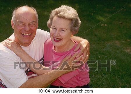 Picture - Senior couple hugging. Fotosearch