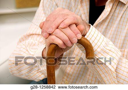 senior man? s hands resting on his walking stick View Large Photo Image Stock Image - senior man? s hands resting on his walking stick. Fotosearch
