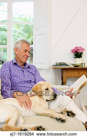 Senior man with dog View Large Photo Image Picture - Senior man with dog. Fotosearch