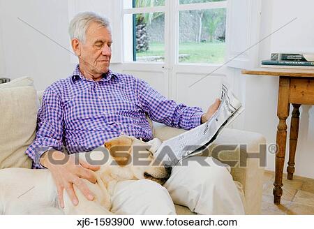 Senior man with dog View Large Photo Image Stock Image - Senior man with dog. Fotosearch