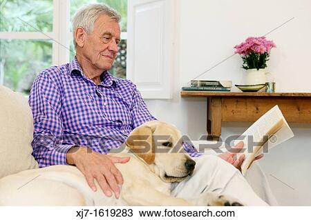 Senior man with dog View Large Photo Image Stock Image - Senior man with dog. Fotosearch