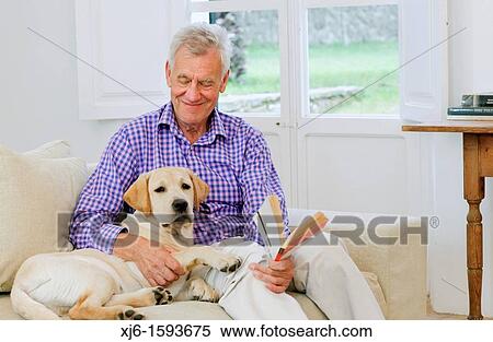 Senior man with dog View Large Photo Image Stock Photography - Senior man with dog. Fotosearch