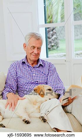 Senior man with dog View Large Photo Image Stock Photography - Senior man with dog. Fotosearch