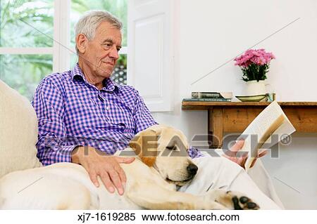 Senior man with dog View Large Photo Image Stock Photography - Senior man with dog. Fotosearch