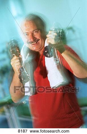 Senior man with weights View Large Photo Image Stock Photo - Senior man with weights. Fotosearch