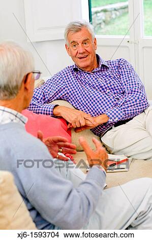 Senior men, chatting View Large Photo Image Picture - Senior men, chatting. Fotosearch