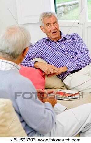 Senior men, chatting View Large Photo Image Stock Image - Senior men, chatting. Fotosearch