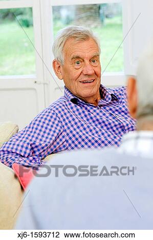Senior men, chatting View Large Photo Image Stock Image - Senior men, chatting. Fotosearch